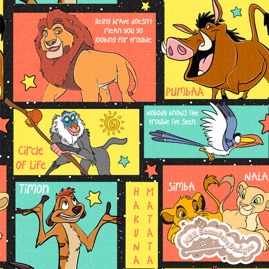 Lion King Colorblock Seamless Pattern & PNG MULTIPLE COLORWAYS