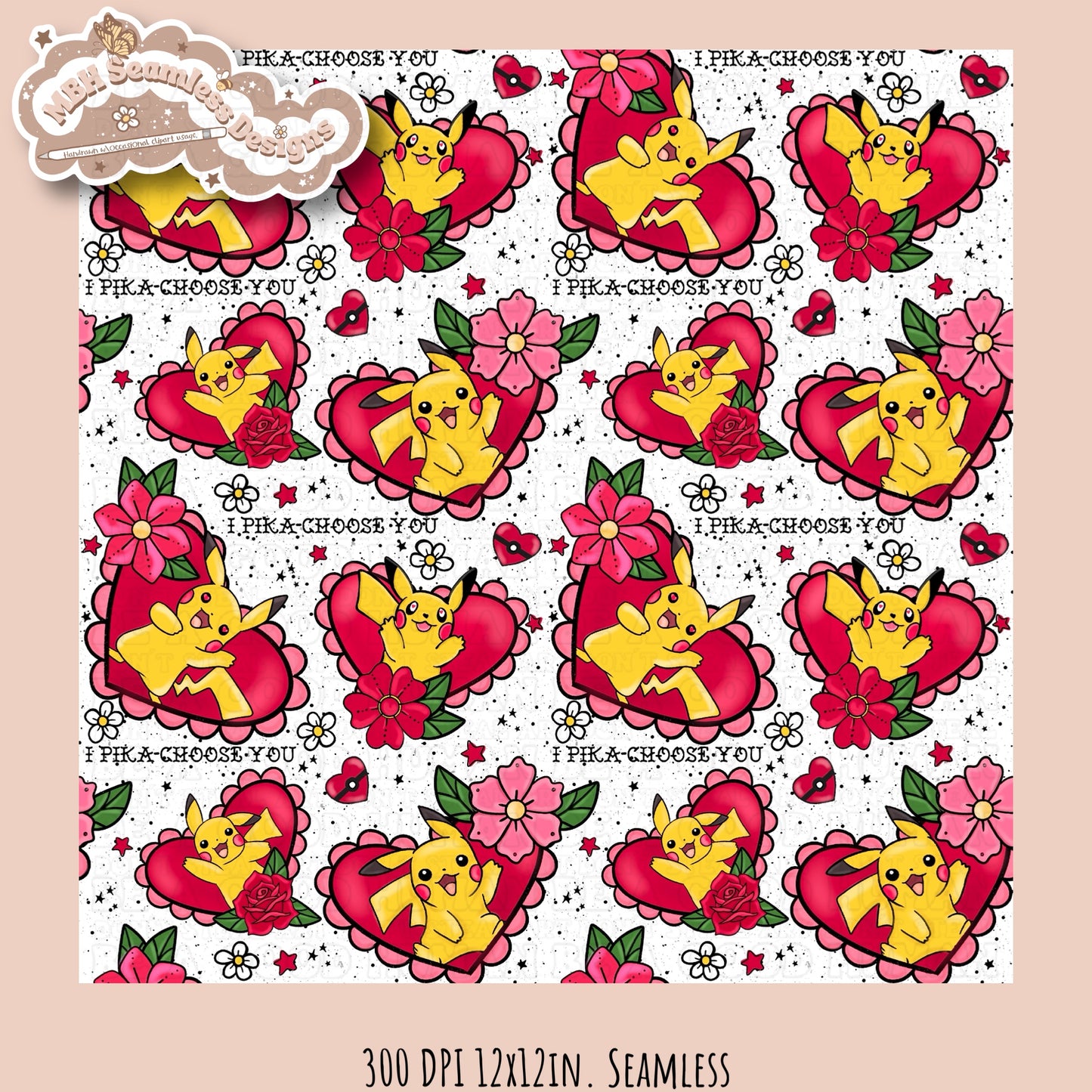 I Pika-Choose You Seamless Pattern Multiple Colorways