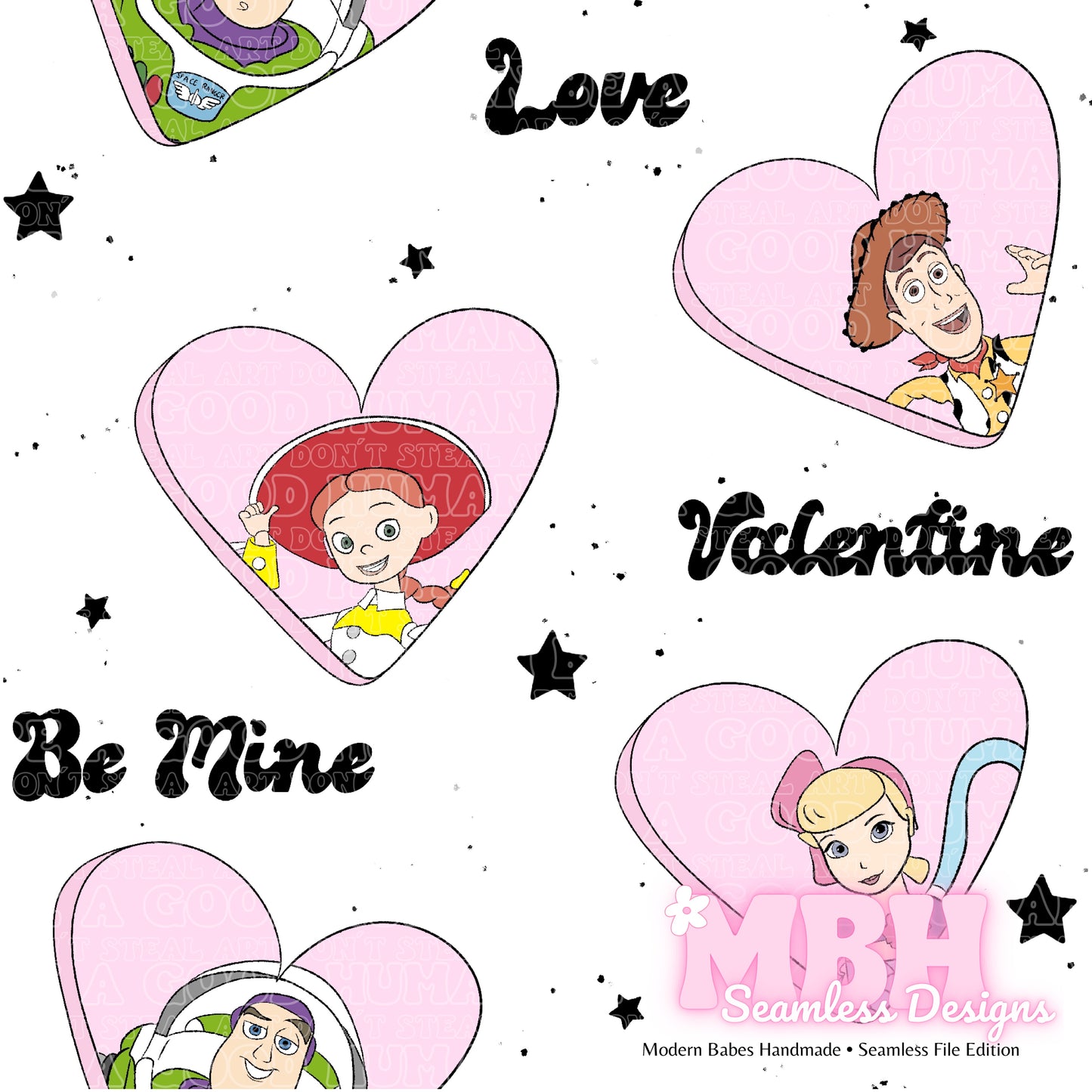 Toy Story Valentine Hearts Seamless Pattern