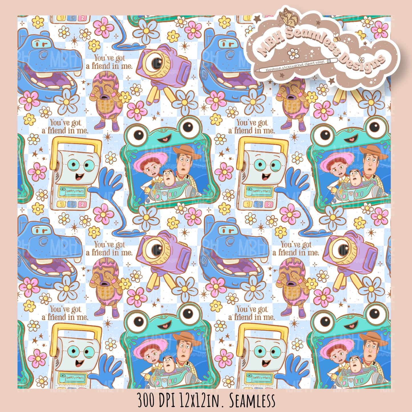 Boho Toys5 Seamless Pattern // SUB PNG // Multiple Colorway Options