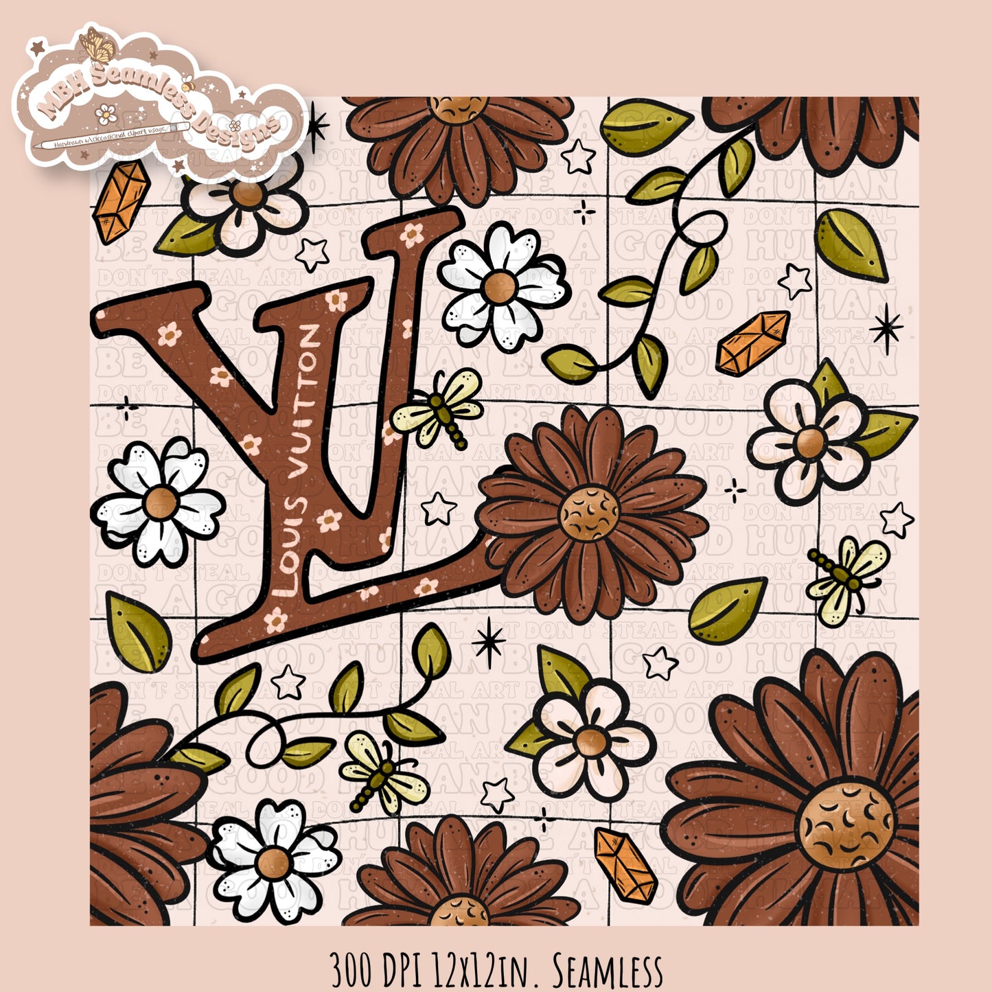 Boujee Brown Floral Seamless Pattern Multiple Colorways