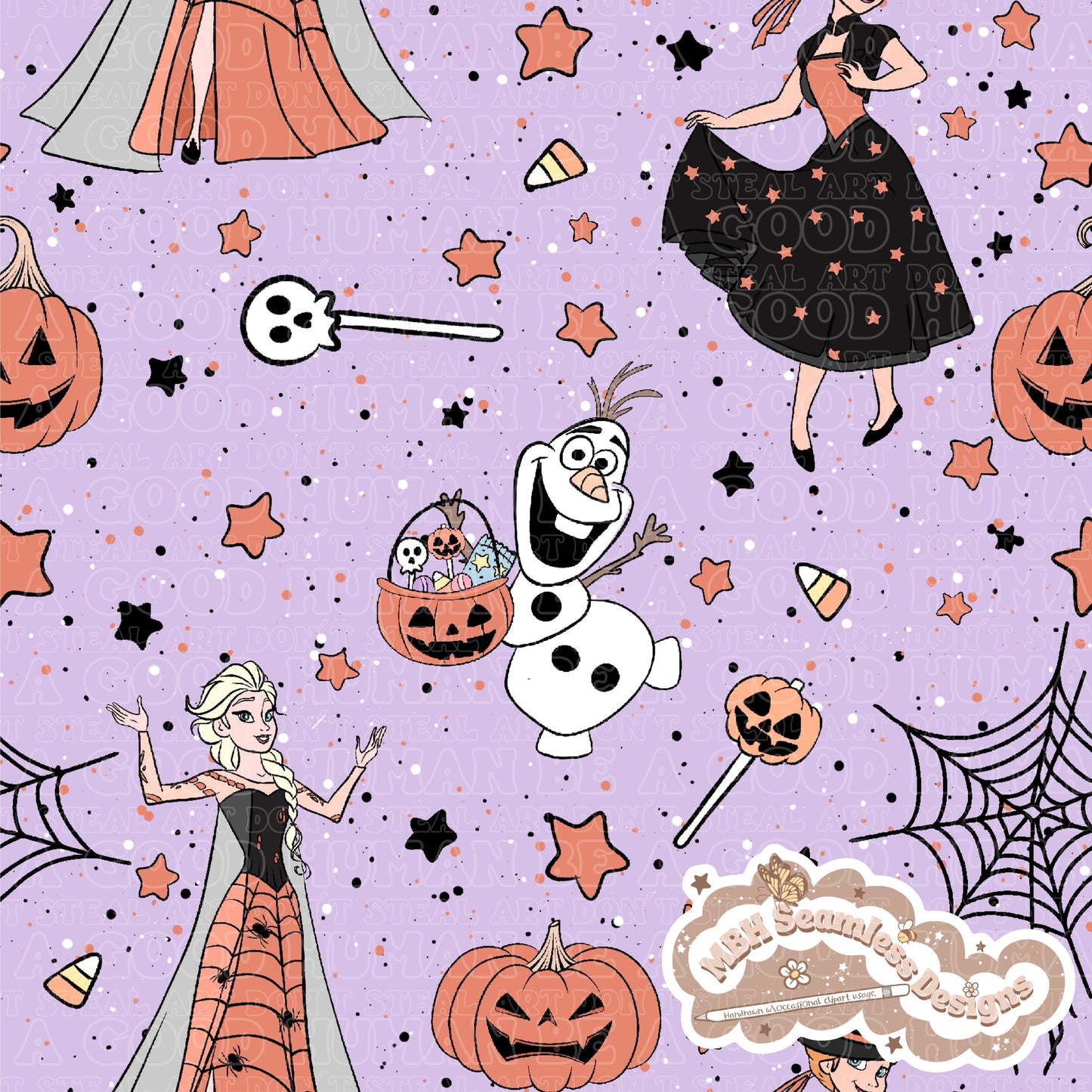 Frozen Halloween Seamless Pattern & PNG MULTIPLE COLORWAYS