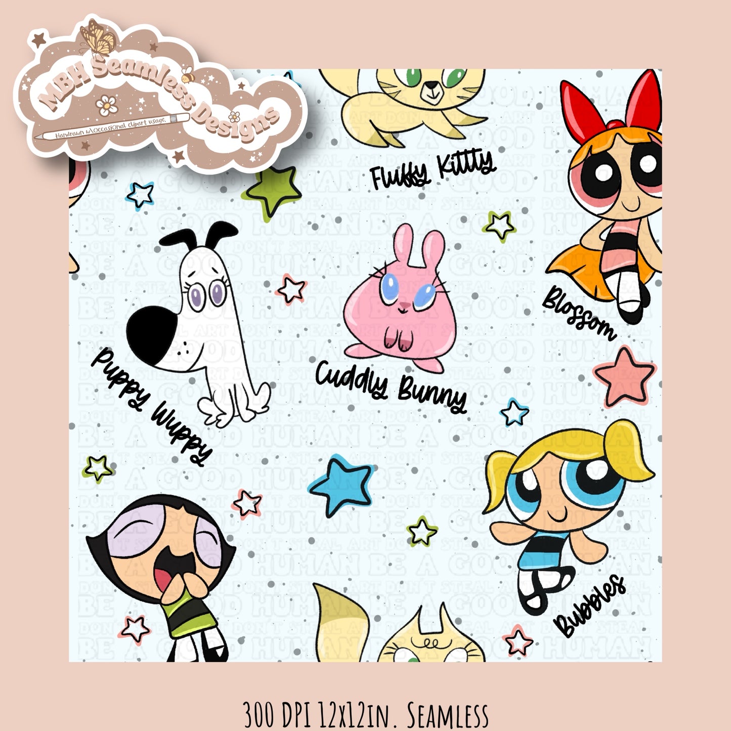 PPG Fluffy Bunch Seamless Pattern MULTIPLE COLORWAYS