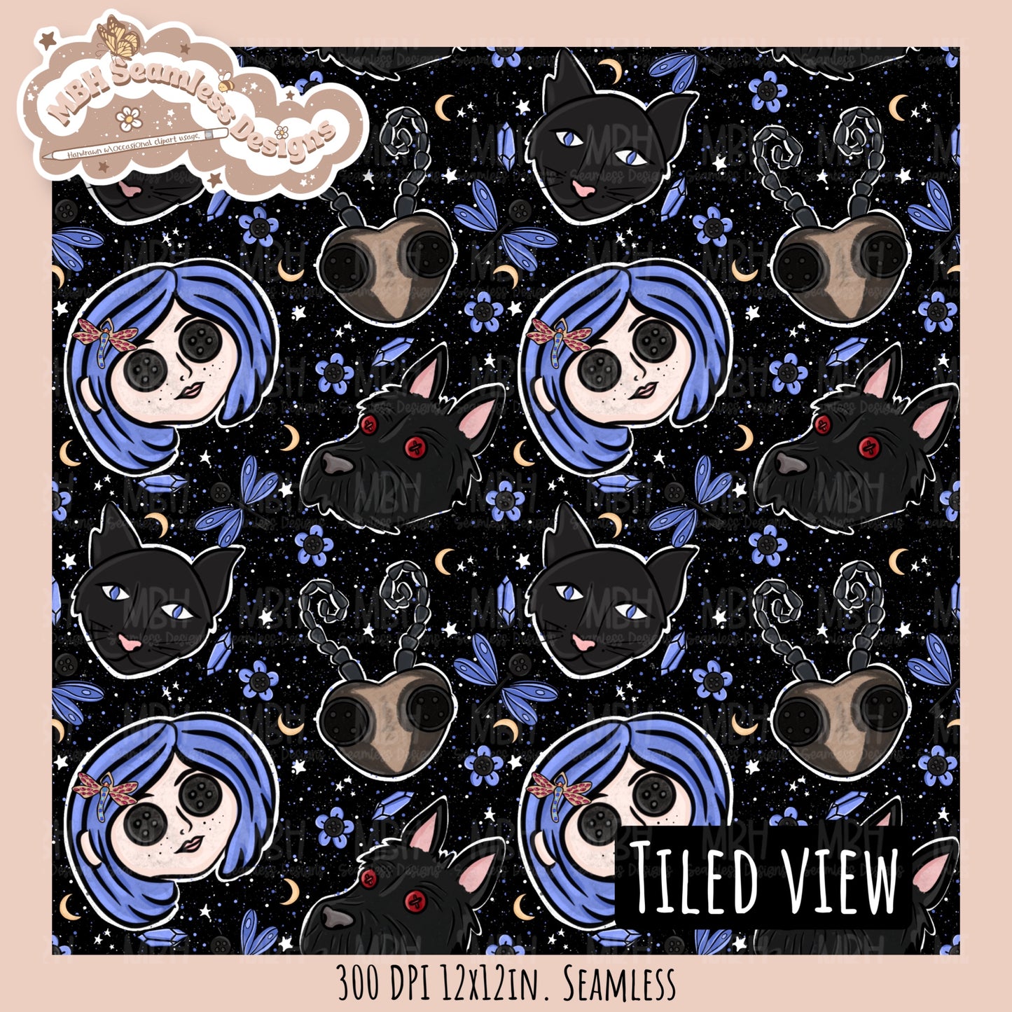 Button Eyes Seamless Pattern // PNG // Multiple Colorway Options