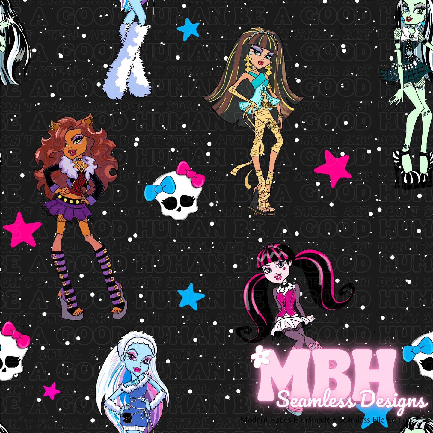 Monster High Seamless Pattern MULTIPLE COLORWAYS