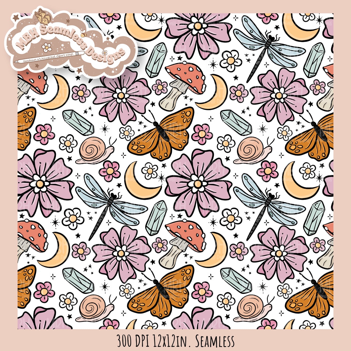 Mystical Floral Seamless Pattern // Multiple Colorways