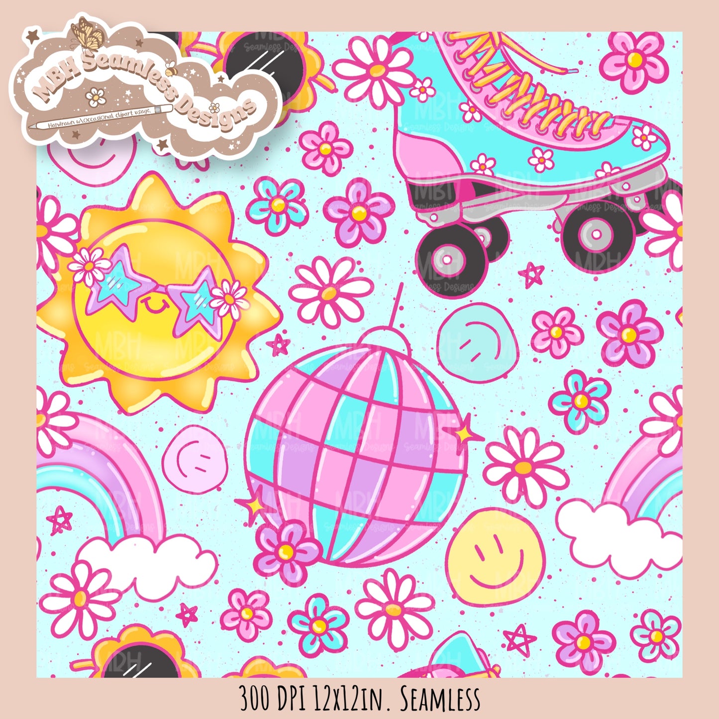 Groovy Summer Seamless Pattern //  MULTIPLE COLORWAYS
