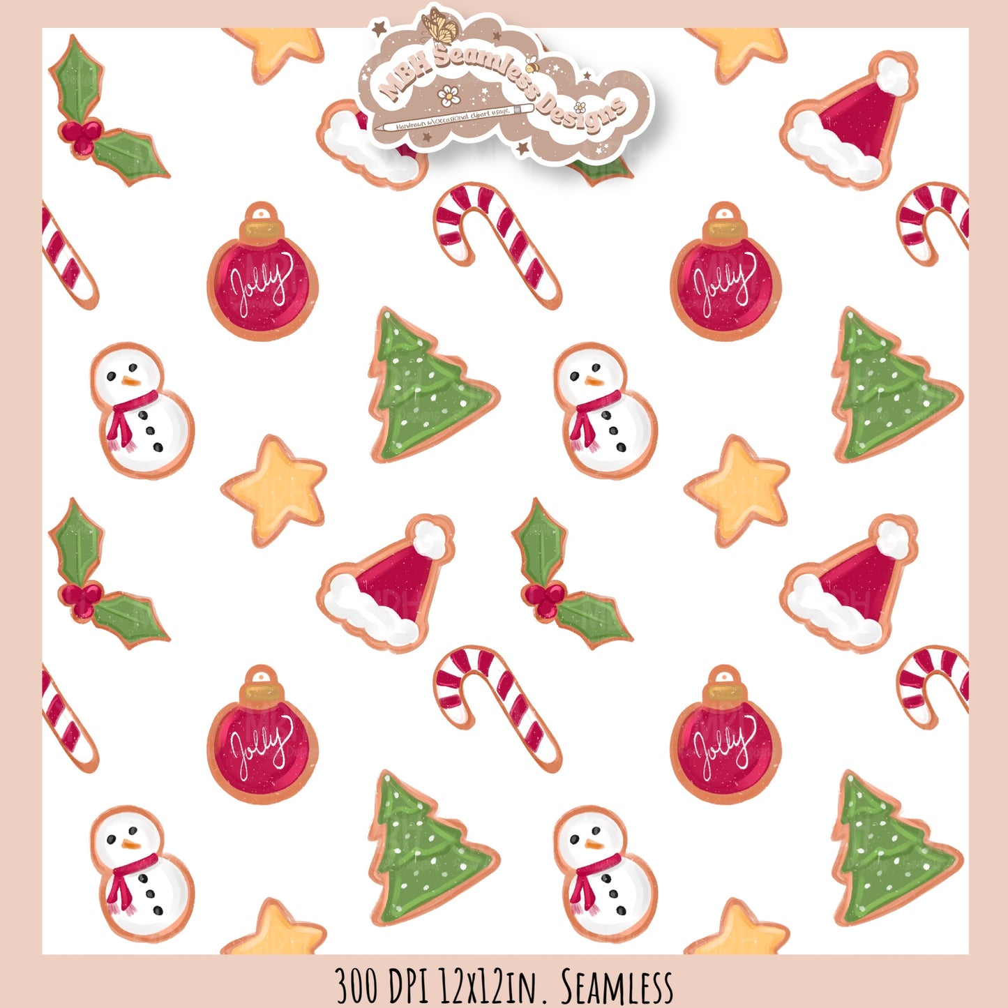 Christmas Cookies Seamless Pattern // Assorted Colorway Options