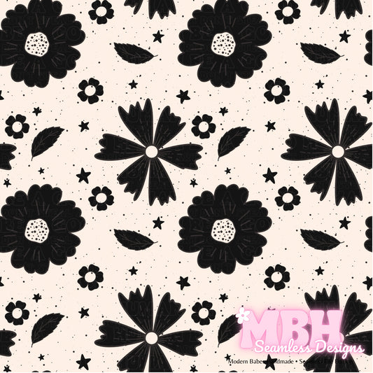 Midnight Starry Floral Seamless Pattern