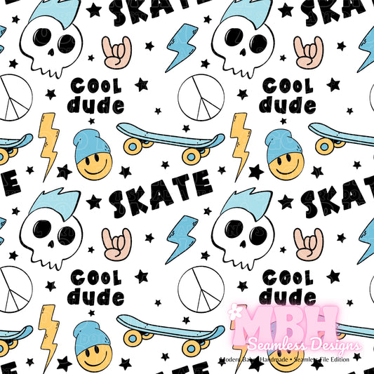 Skater Boy Cool Dude Assorted Colorways Seamless Pattern