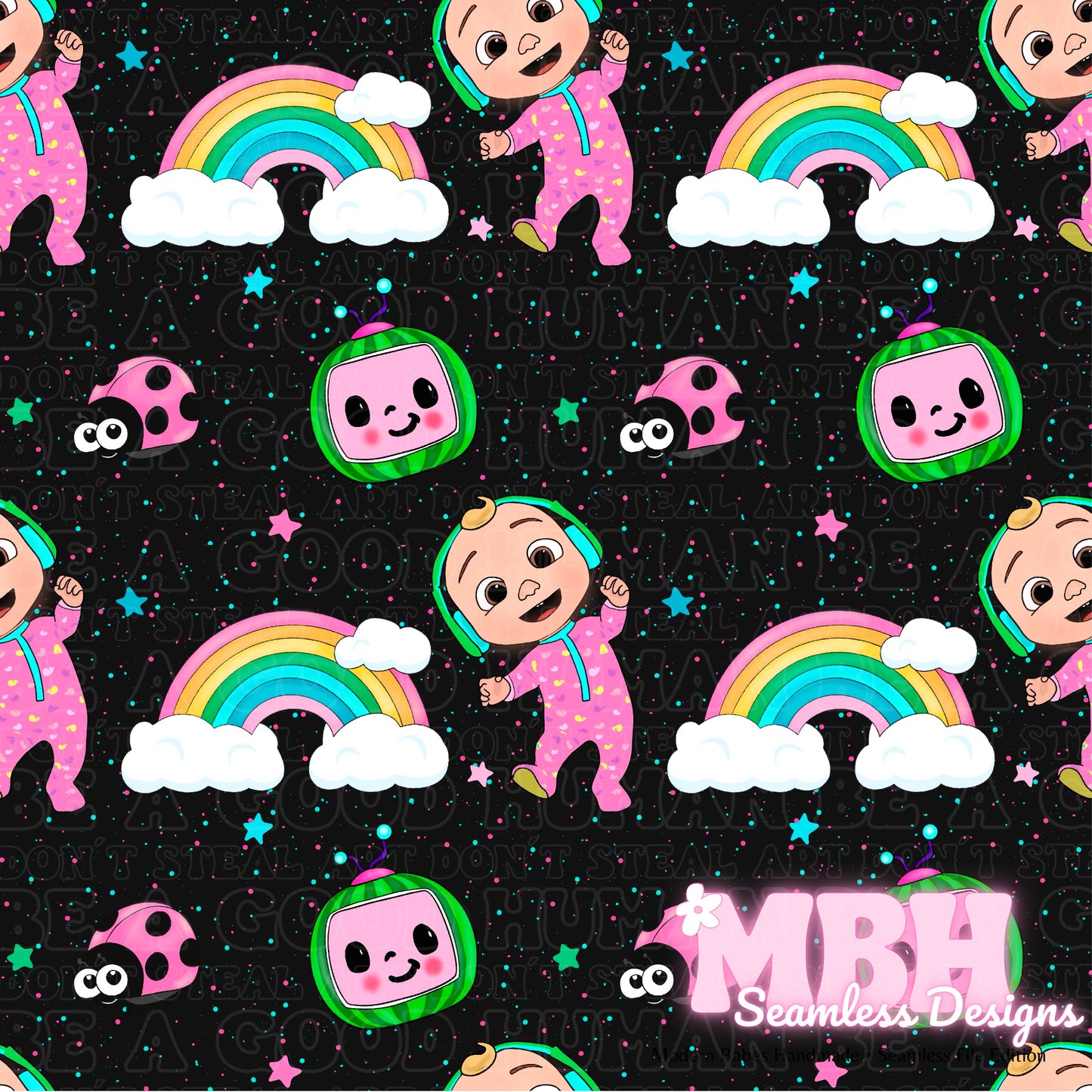 Girly Pink Cocomelon Seamless Pattern MULTIPLE COLORWAYS