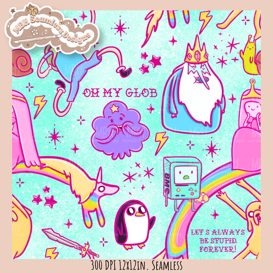 Pink Adventure Time Seamless Pattern // PNG // Assorted Colorway Options