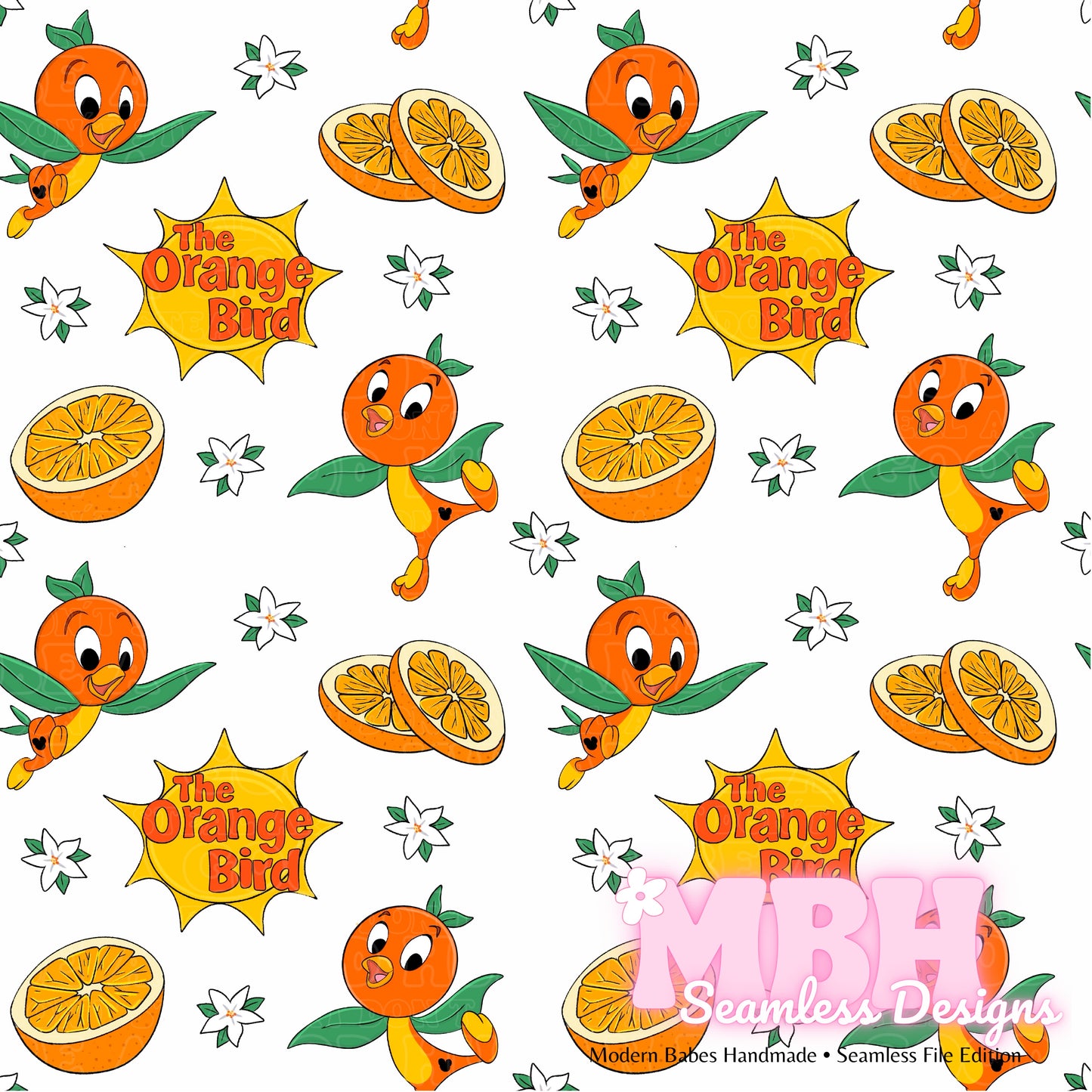 The Orange Bird Seamless Pattern & PNG MULTIPLE COLORWAYS