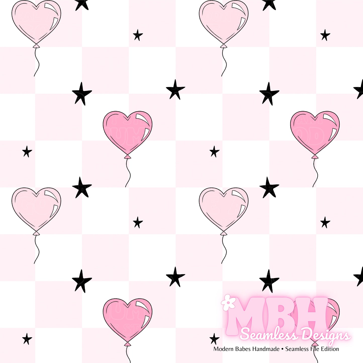 Starry Valentine’s Day Balloon Hearts ASSORTED COLORS Seamless Patterns