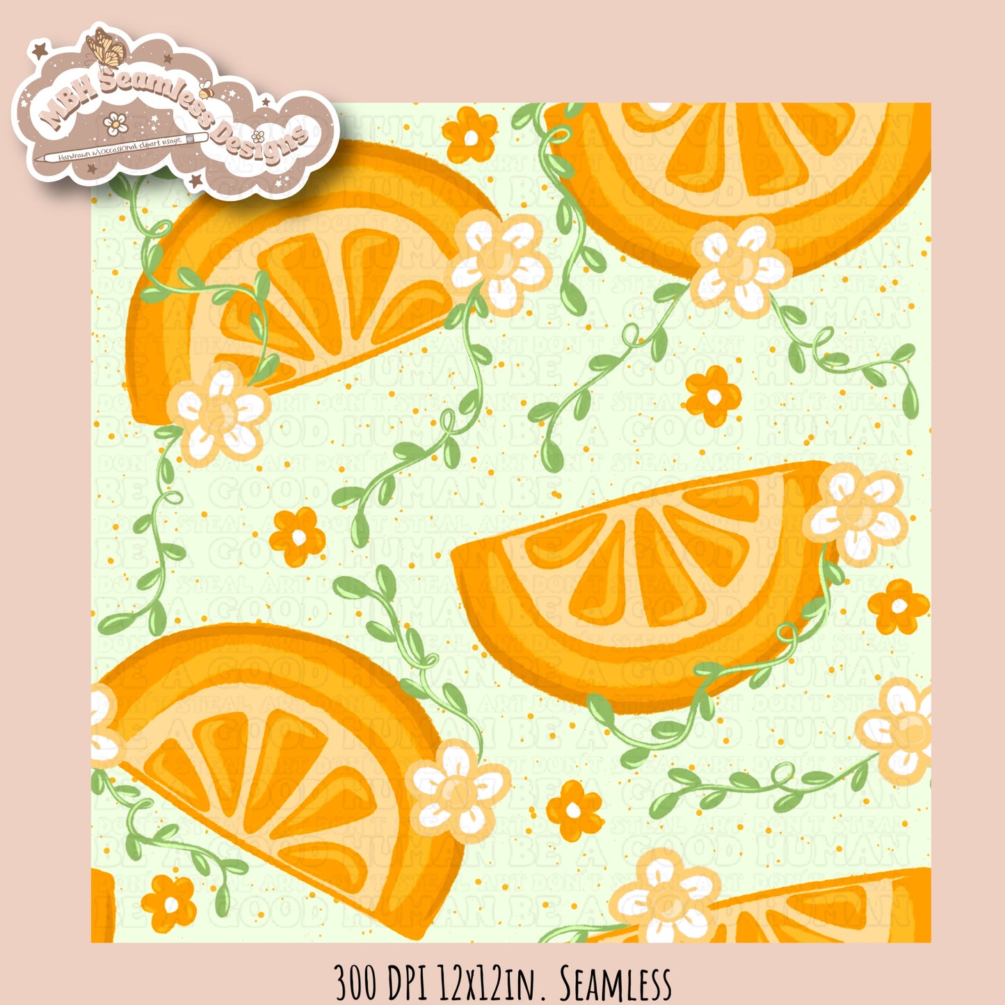 Orange Daisies Seamless Pattern • Multiple Colorways