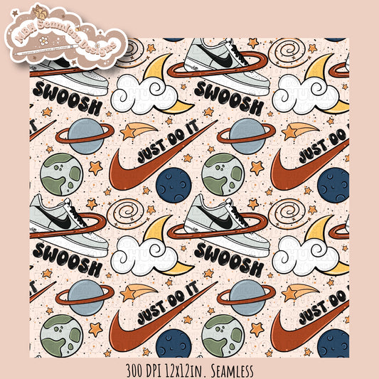 Swoosh Galaxy Seamless Pattern & PNG MULTIPLE COLORWAYS