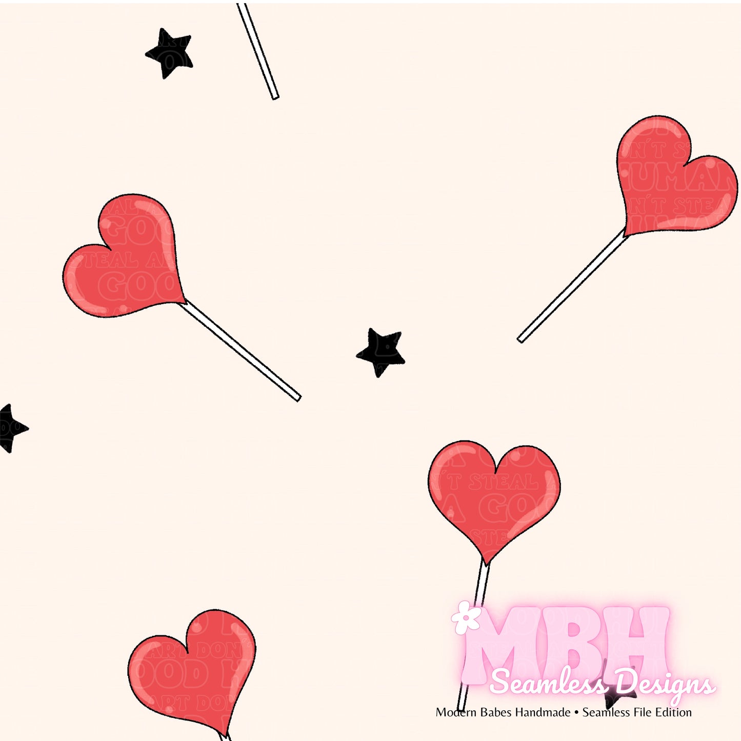 Heart Suckers 2 Colorways Seamless Pattern & PNG