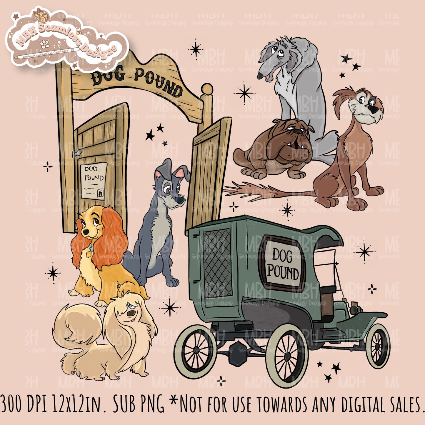 L&T Dog Pound Seamless Pattern // PNG // Multiple Colorway Options