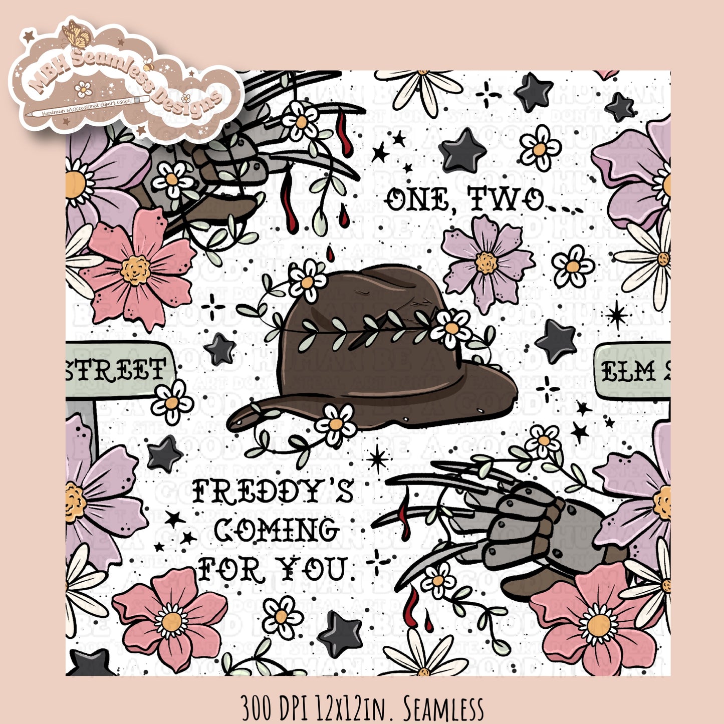Freddy X Tattoo Floral Seamless Pattern Multiple Colorways