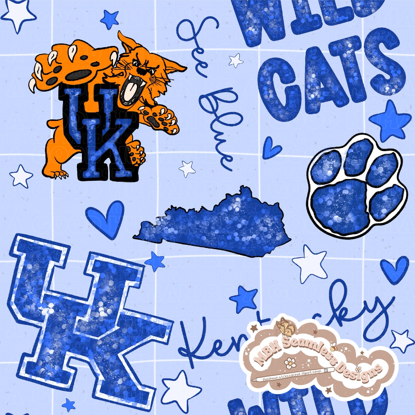 University Kentucky Wildcats Seamless Pattern