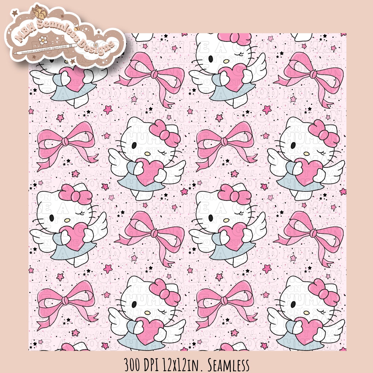 Coquette Kitty Seamless Pattern MULTIPLE COLORWAY OPTIONS