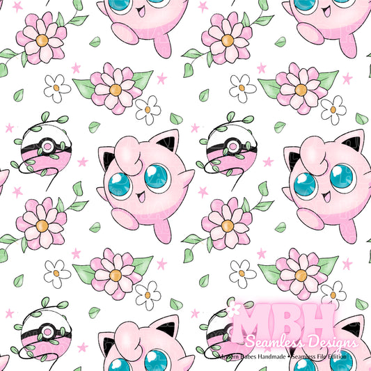 LIMITED Jigglypuff Floral Seamless Pattern