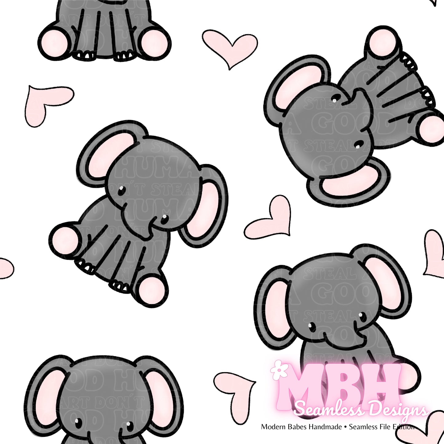 Cute Elephants  Seamless Patterns