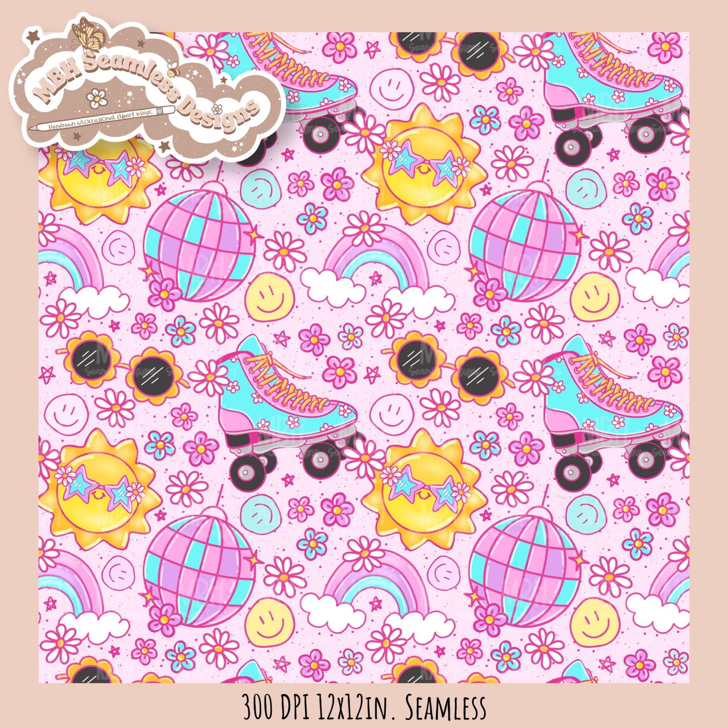 Groovy Summer Seamless Pattern //  MULTIPLE COLORWAYS