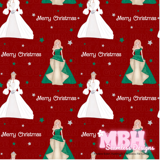 Merry Christmas Barbie Assorted Colorways Seamless Pattern