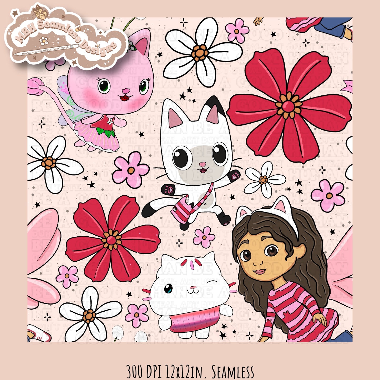 Gabby Valentine Floral Seamless Pattern  MULTIPLE COLORWAY/BACKGROUND OPTIONS