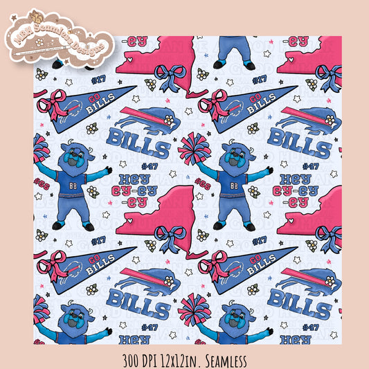 Bills x Daisies Football Seamless Pattern // Assorted Colorways