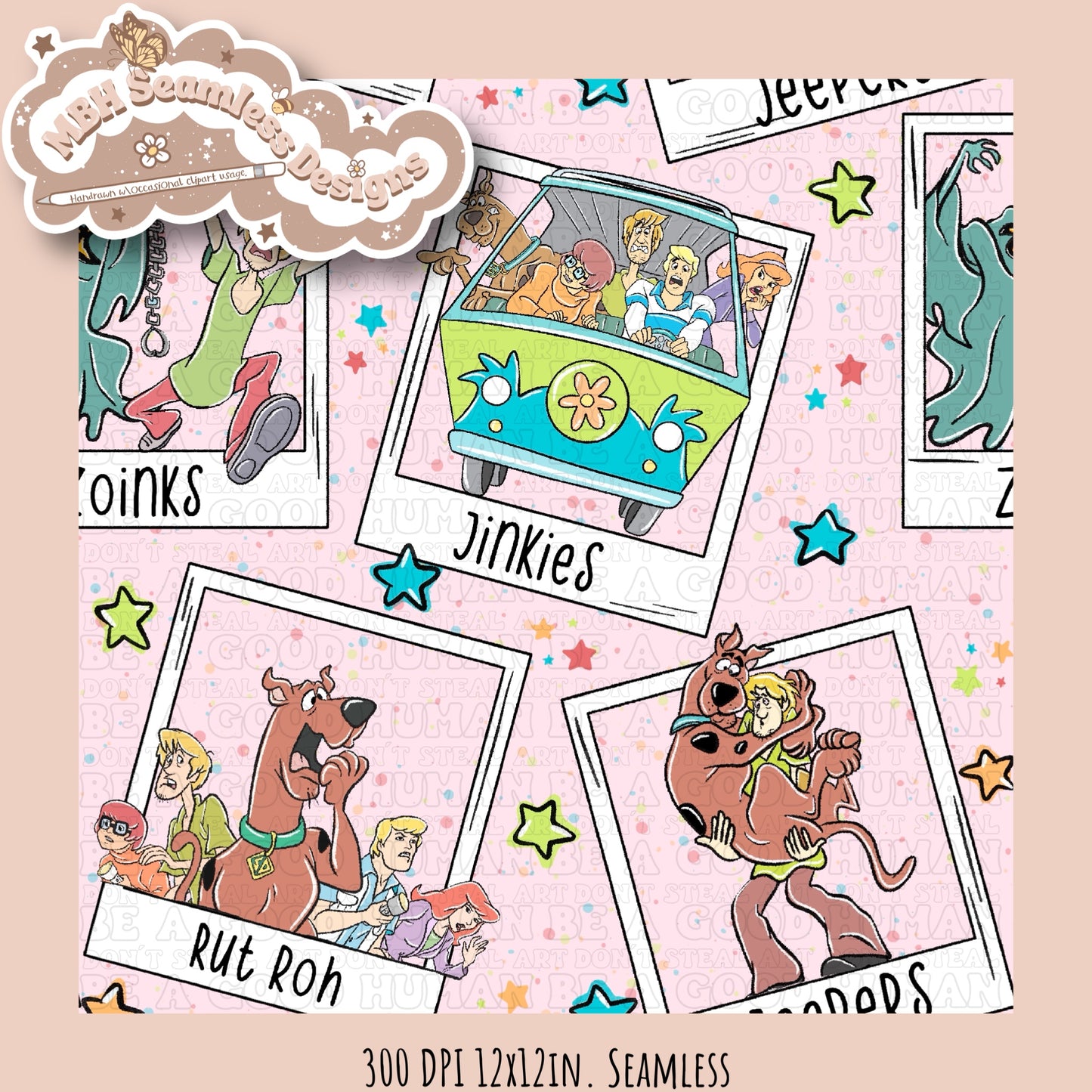 Starry Scooby Polaroids Seamless PNG & COORD MULTIPLE COLORWAYS