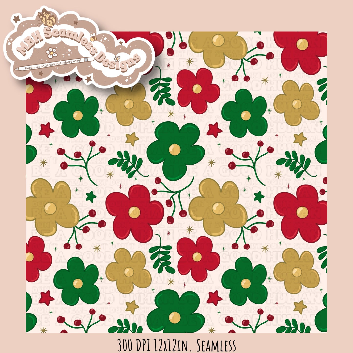 Winter Holiday Floral Seamless MULTIPLE COLORWAYS