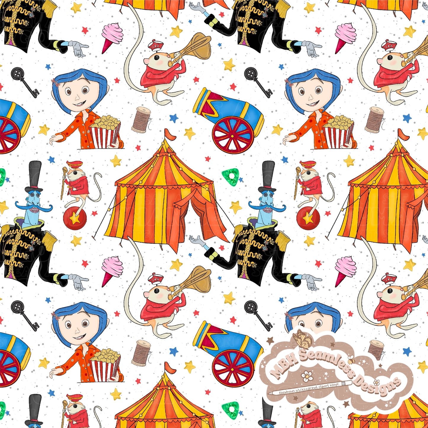 Button Eyes Circus & Coordinate Seamless Pattern & PNG