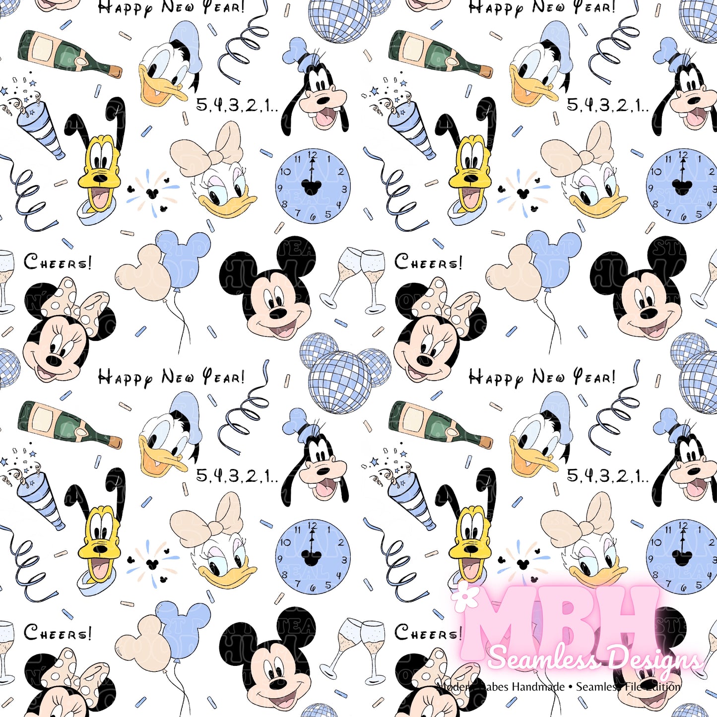 Magical Friends New Year Seamless Pattern