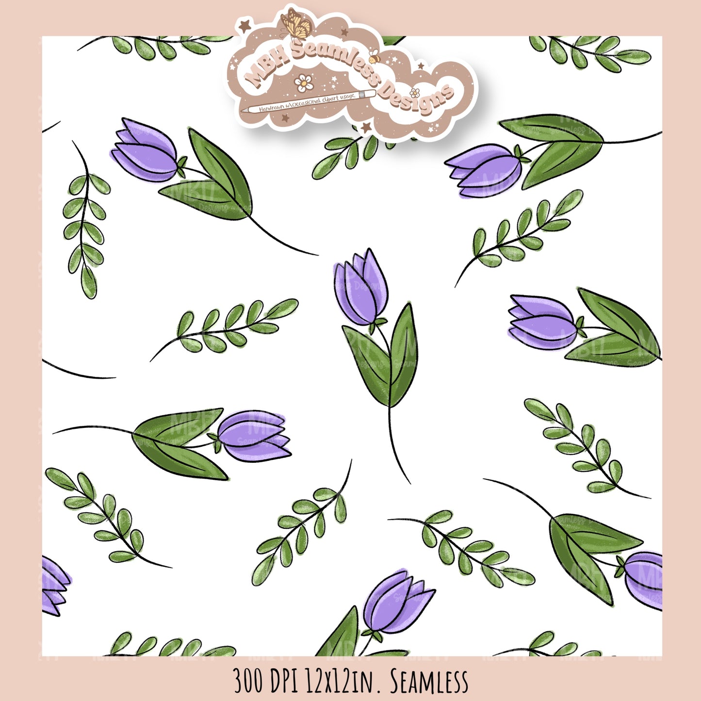 Tulips Seamless Pattern //MULTIPLE COLORWAY OPTIONS
