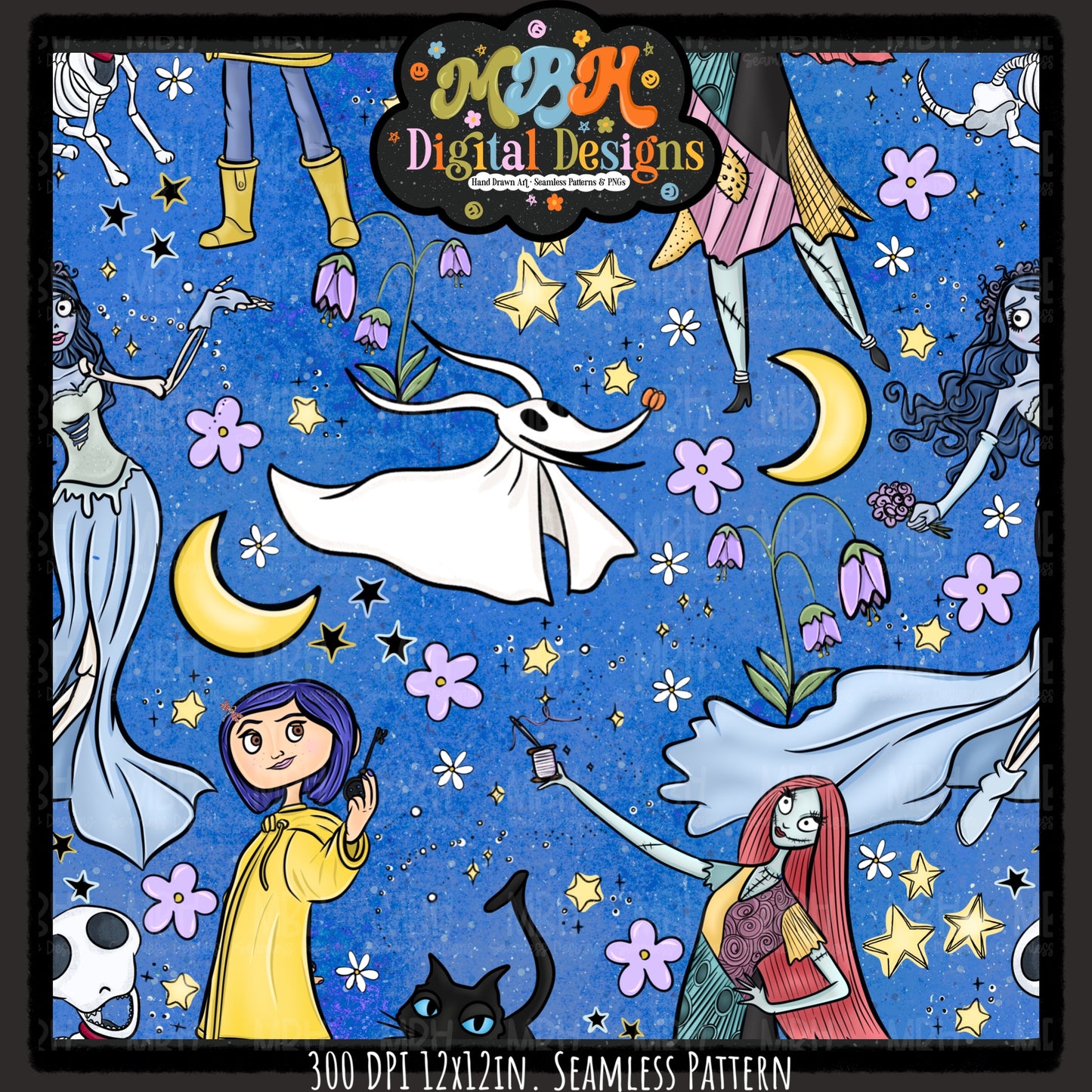 Spooky Girls Seamless Pattern // MULTIPLE COLORWAYS