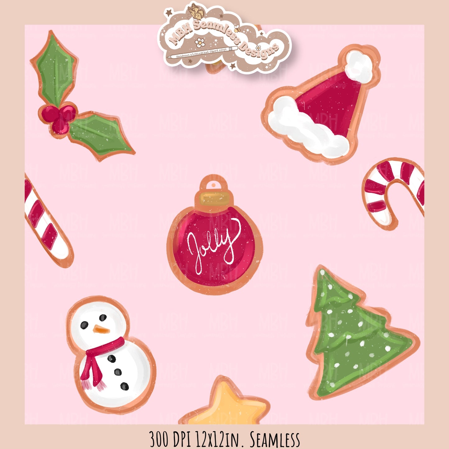 Christmas Cookies Seamless Pattern // Assorted Colorway Options