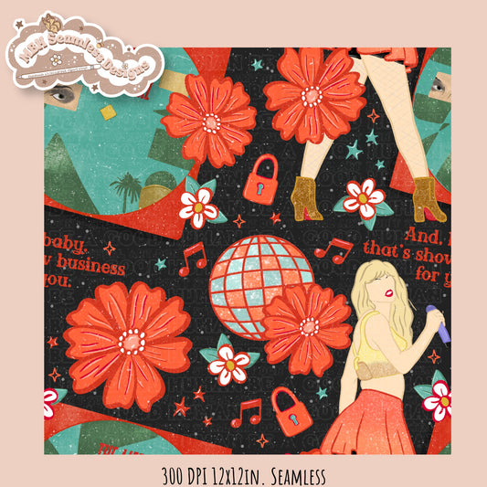 TS12 Floral Showgirl Seamless Pattern // PNG // Assorted Colorways