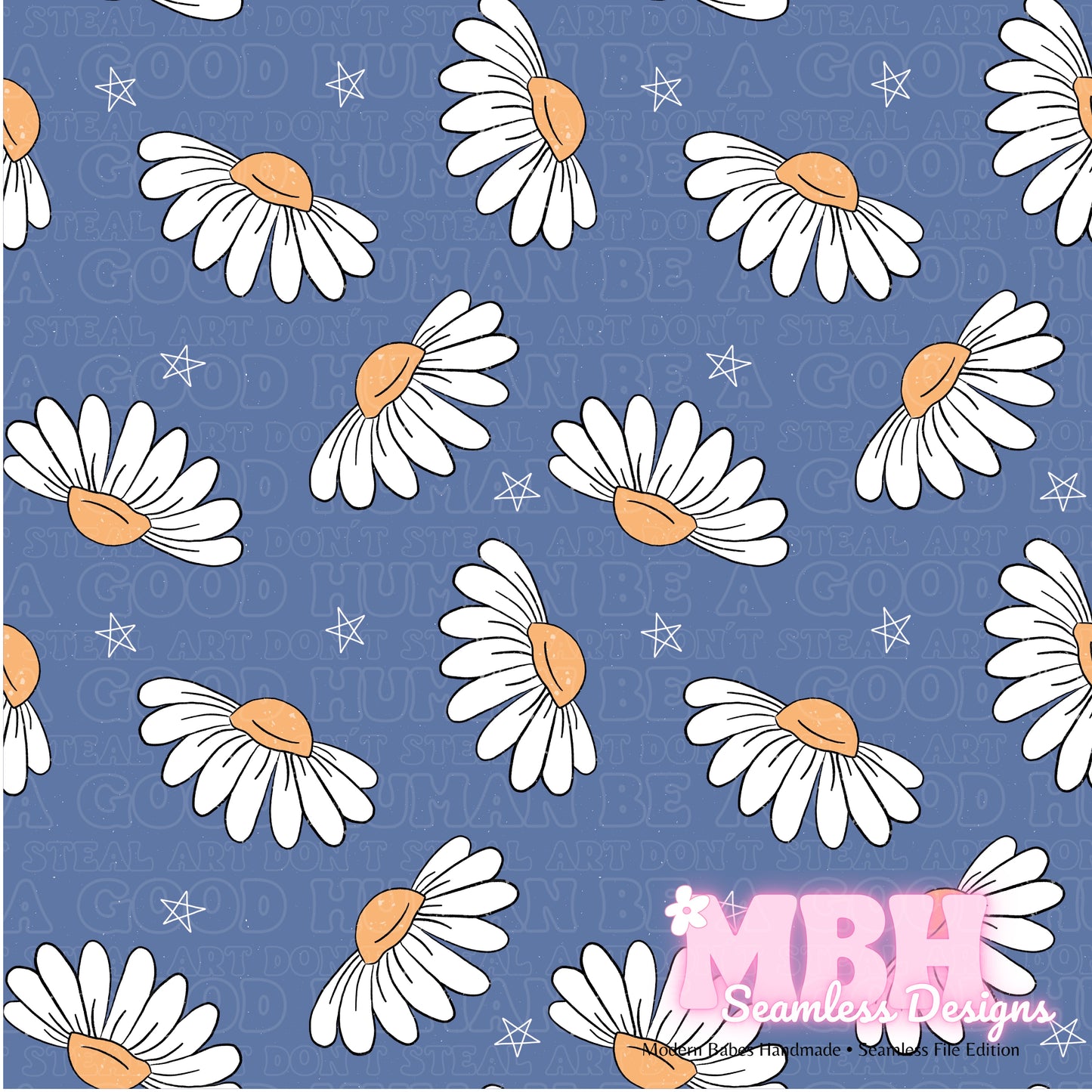 Blue Daisies ASSORTED COLORWAYS Seamless Pattern