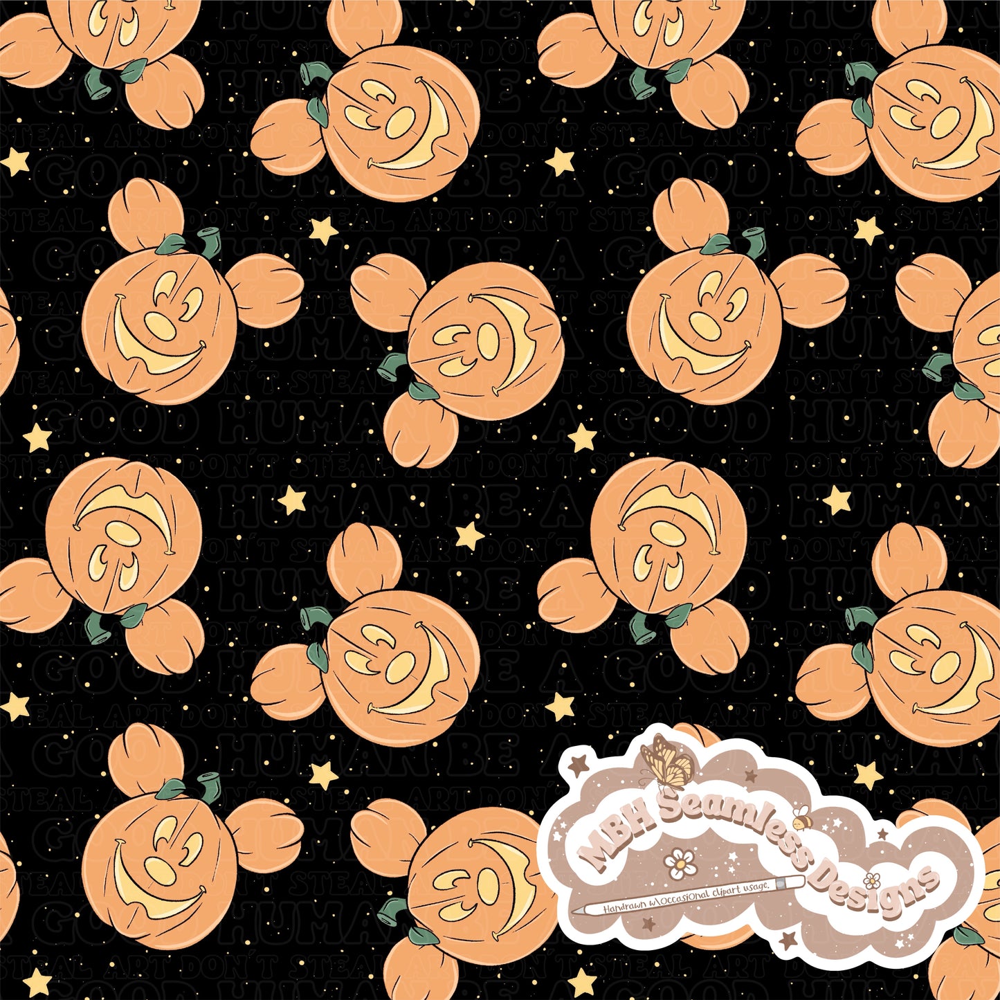 Starry Mouse Jack o Lanterns Seamless Pattern MULTIPLE COLORWAYS