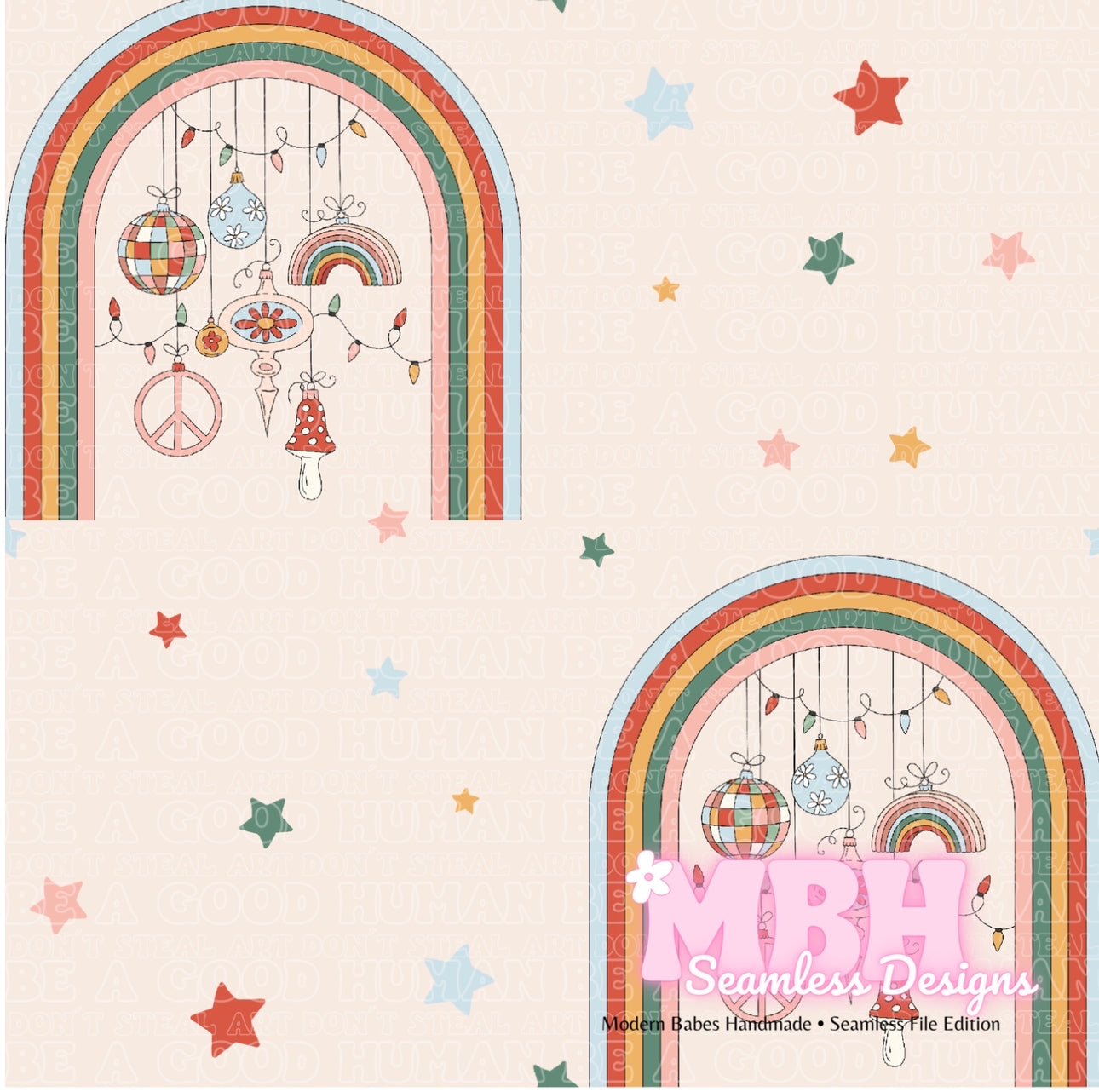 Starry Rainbow Ornaments Seamless Pattern