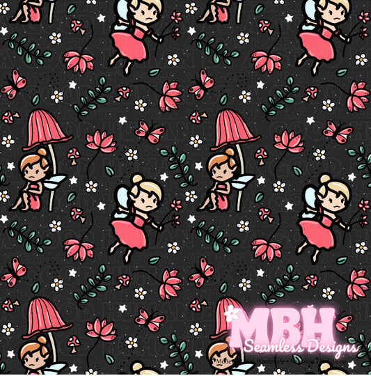 Red Fairies Seamless Pattern ASSORTED COLORS