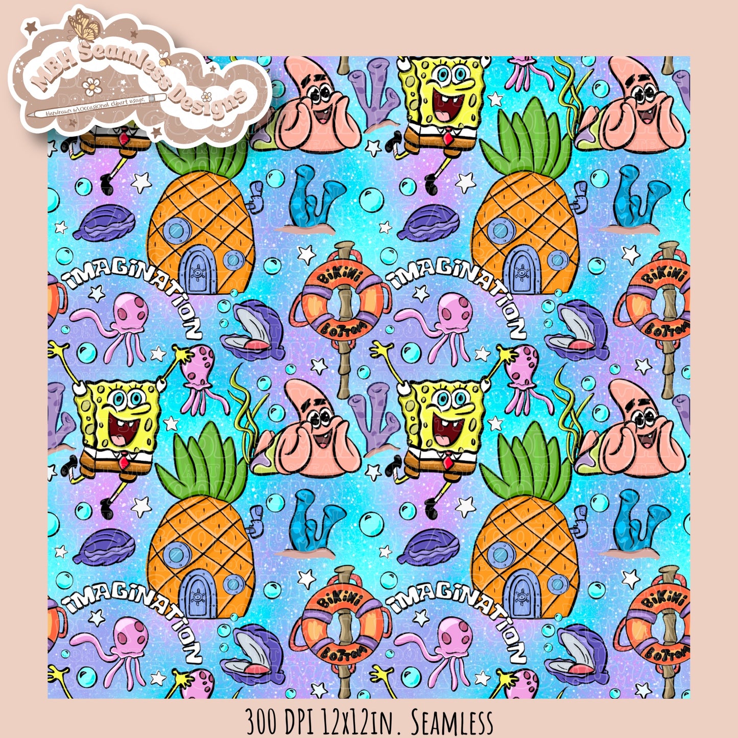 SquarePants Imagination Seamless Pattern MULTIPLE COLORWAYS