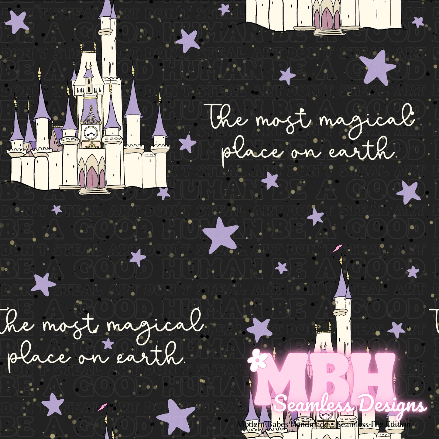 Starry Magical Castle Seamless Pattern MULTIPLE COLORWAYS