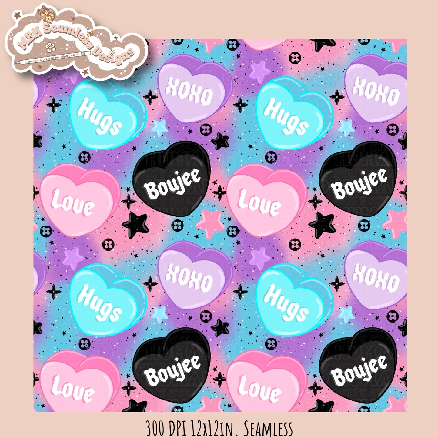 Boujee Convo Hearts Seamless Pattern MULTIPLE COLORWAY OPTIONS