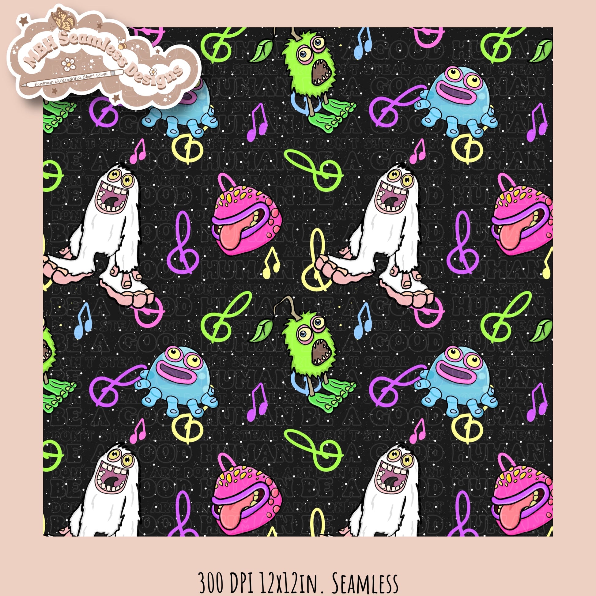 my singing monsters files My Singing Monsters Seamless Pattern – MBH Seamless Designs