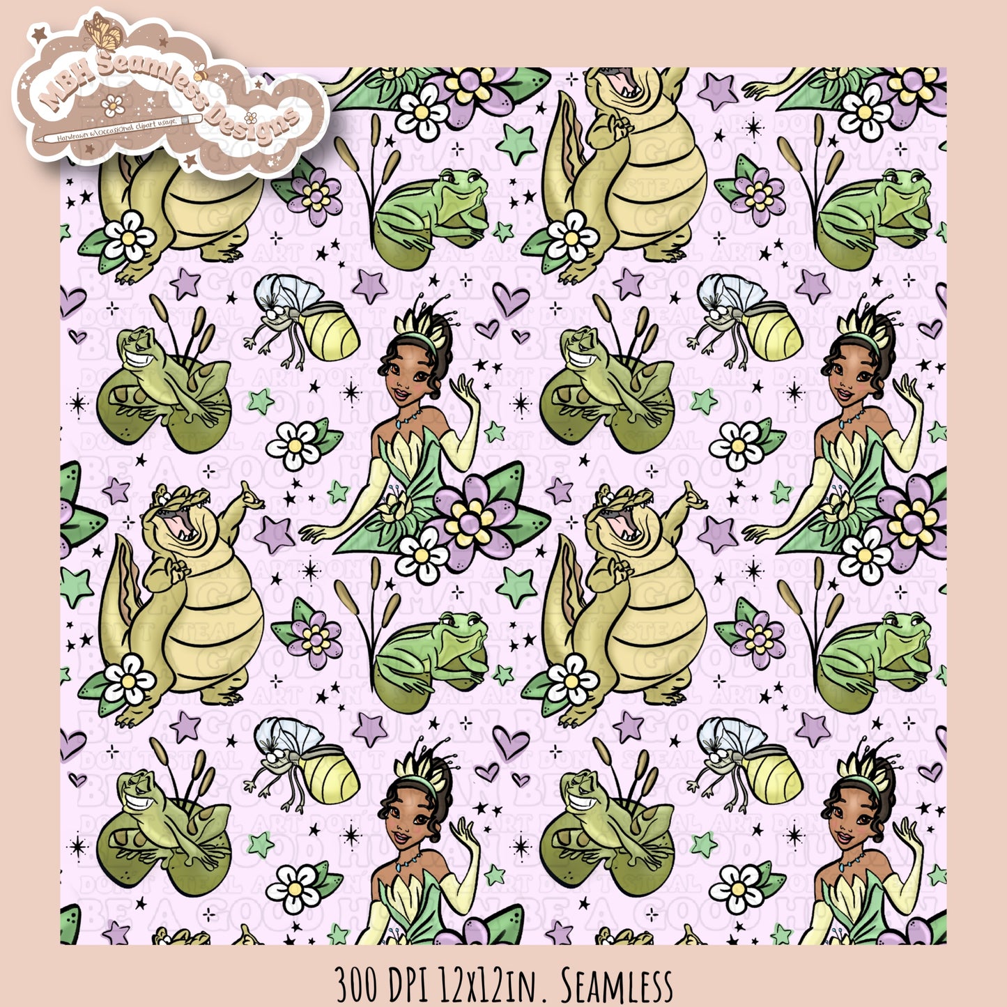 Tiana & Friends Seamless Pattern & PNG