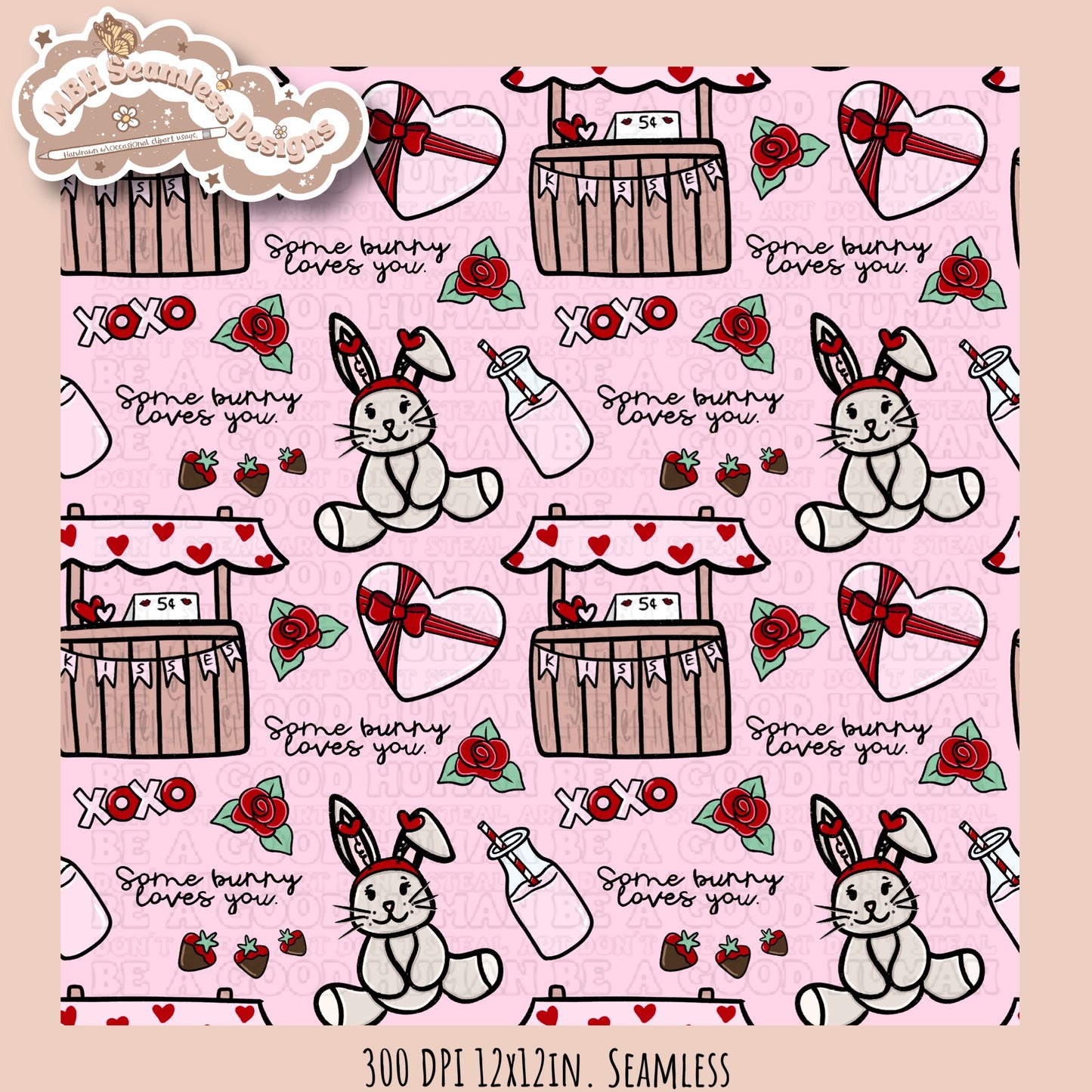 Bunny Love Seamless Pattern MULTIPLE COLORWAYS