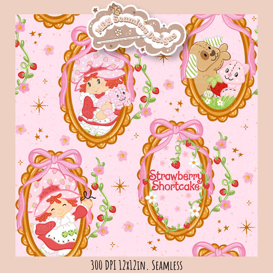 Shortcake Floral Frames Seamless Pattern • PNG • Assorted Colorway Options